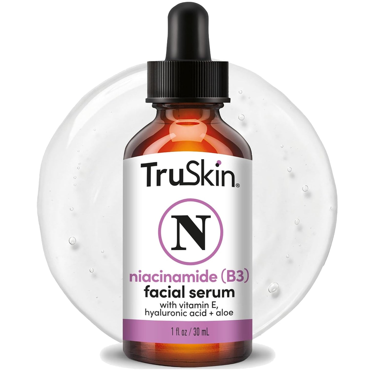 TruSkin Niacinamide Serum for Face with Hyaluronic Acid & Aloe, 1 fl oz | Pore-minimizing Vitamin B3 serum with Vitamin E helps balance uneven tone and support clearer, smoother-looking skin