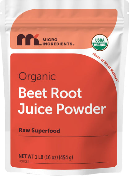 Micro Ingredients Organic Beet Root Juice Powder, 1 Pound | Water Soluble, Raw Beet Supplement | Powder Drink Mix for Smoothies & Recipes | Non-GMO, Vegan Friendly, Plant Based