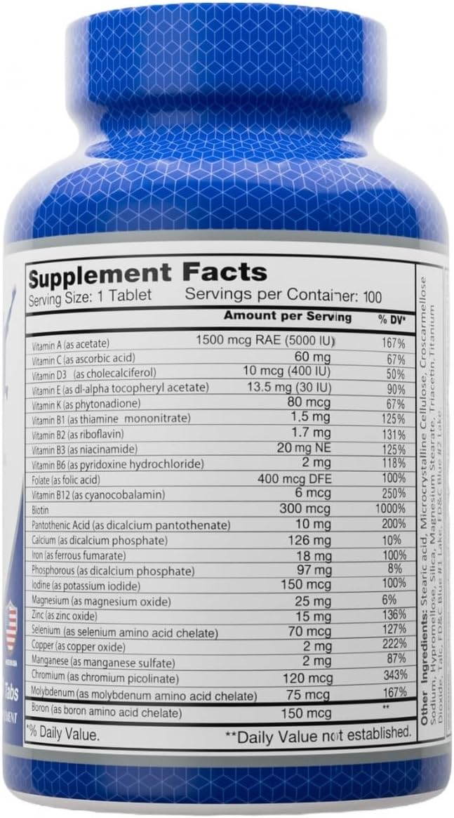 ALFA VITAMINS Multi Men Vitamins Dietary Supplement with Essential Vitamins & Minerals for Men - Amino Acids + Antioxidants - 100 Tablets