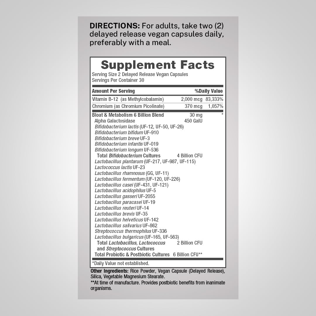 Piping Rock Bloat and Metabolism Probiotic | 60 Capsules | 14 Strain Probiotic Blend | Supports Regularity and Cellular Energy for Men and Women | Non-GMO, Gluten Free