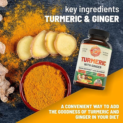 Organic Turmeric Curcumin with Ginger and Black Pepper for Max Absorption