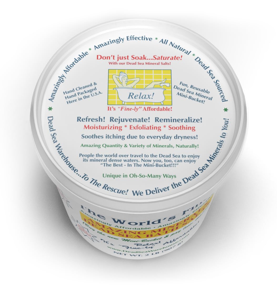 Dead Sea Warehouse-Amazing Minerals Dead Sea Bath Salts,100% Full Mineral Therapeutic Bath Salts, Detoxifying & Moisturizing, Exfoliating for Dry Skin, Unscented(5 lbs)