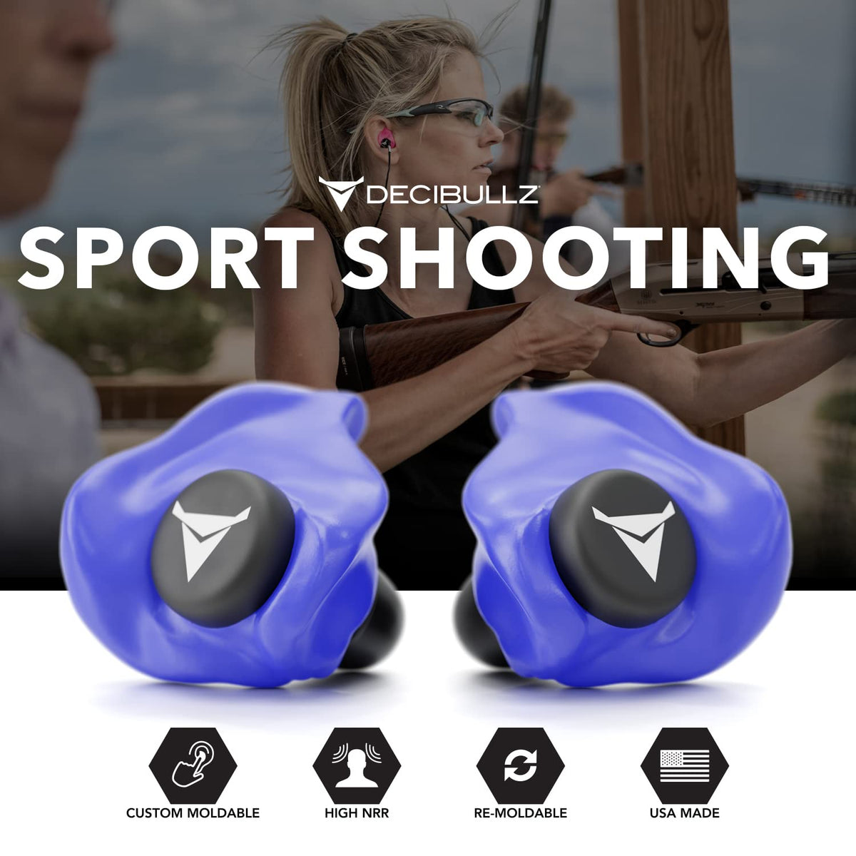 Decibullz - NRR 31 Custom Molded Earplugs, Perfect Fit Ear Protection for Safety, Travel