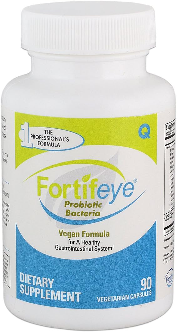 Fortifeye Probiotic Bacteria Vegan Supplement with Digestive Enzymes 90 Capsules 30 Day Supply - Probiotics for Digestive Health Women, Men & Kids, Supports Digestion, Bloating and Ocular Systems