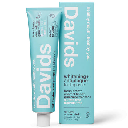 Davids Fluoride Free Toothpaste Teeth Whitening SLS Free Peppermint 5.25oz
