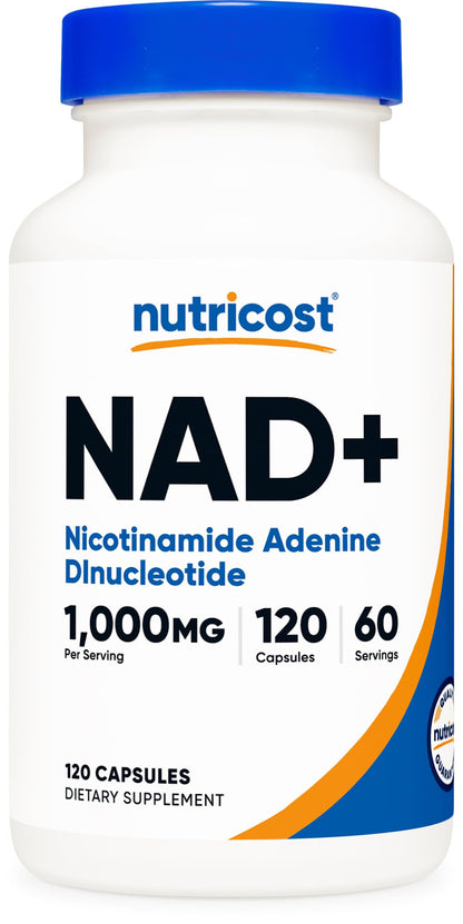 Nutricost NAD+ Supplement 1,000mg per Serving, 120 Capsules, 60 Servings | Nicotinamide Adenine Dinucleotide, Gluten-Free, Vegan