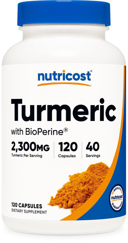 Nutricost Turmeric Curcumin with BioPerine and 95% Curcuminoids, 2300mg, 120 Capsules, Veggie Capsules, 767mg Per Cap, 40 Servings, Gluten Free, Non-GMO