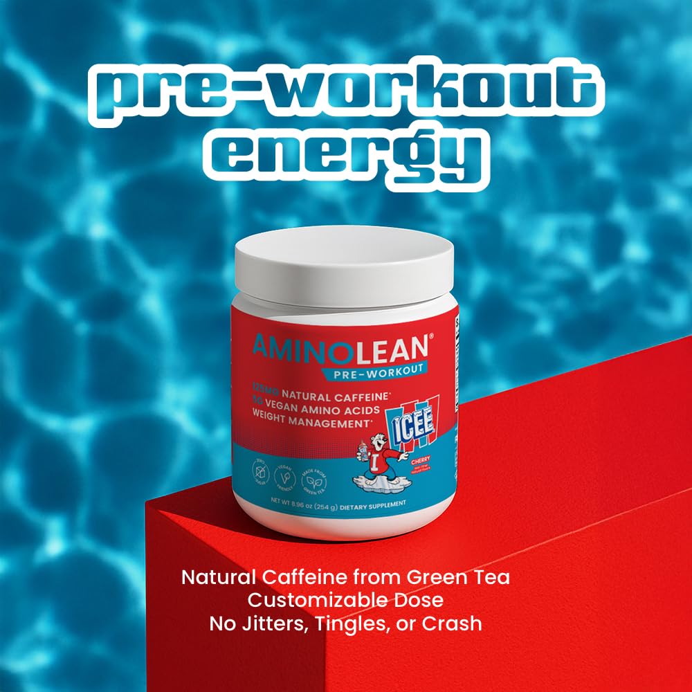 AminoLean Pre Workout Powder & Natural Amino Energy with Vegan BCAA + EAA | Jitter-Free Preworkout Energy from Green Tea + Amino Acids & Weight Management for Women & Men - Vegan, Zero Sugar, No Crash
