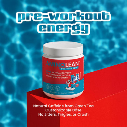 AminoLean Pre Workout Powder & Natural Amino Energy with Vegan BCAA + EAA | Jitter-Free Preworkout Energy from Green Tea + Amino Acids & Weight Management for Women & Men - Vegan, Zero Sugar, No Crash