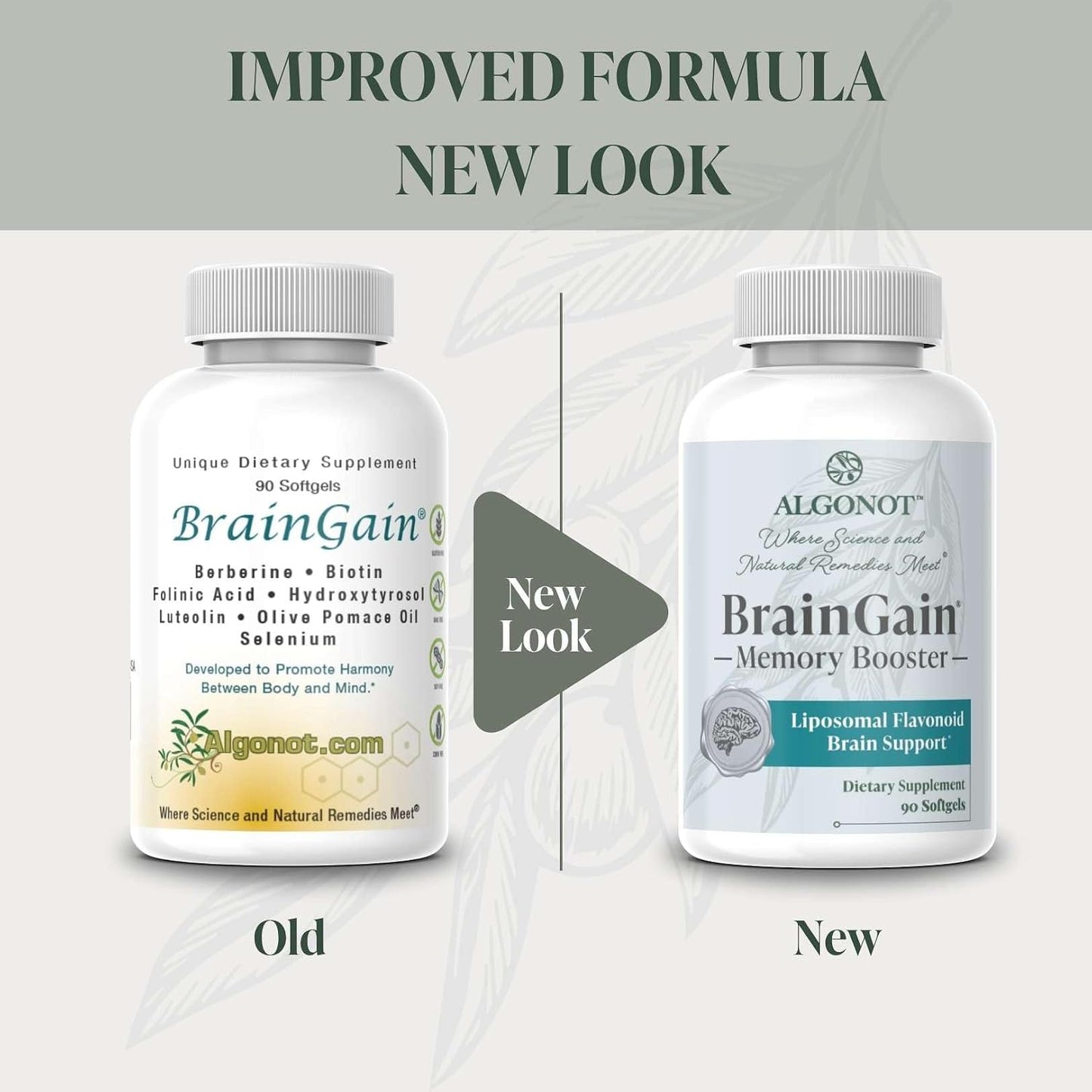 BrainGain, Luteolin & Key Ingredients with EVOO. May Support The Body in Reducing Stress While Increasing Cognitive Function. The only liposomal Luteolin Products Using Olive Pomace Oil.