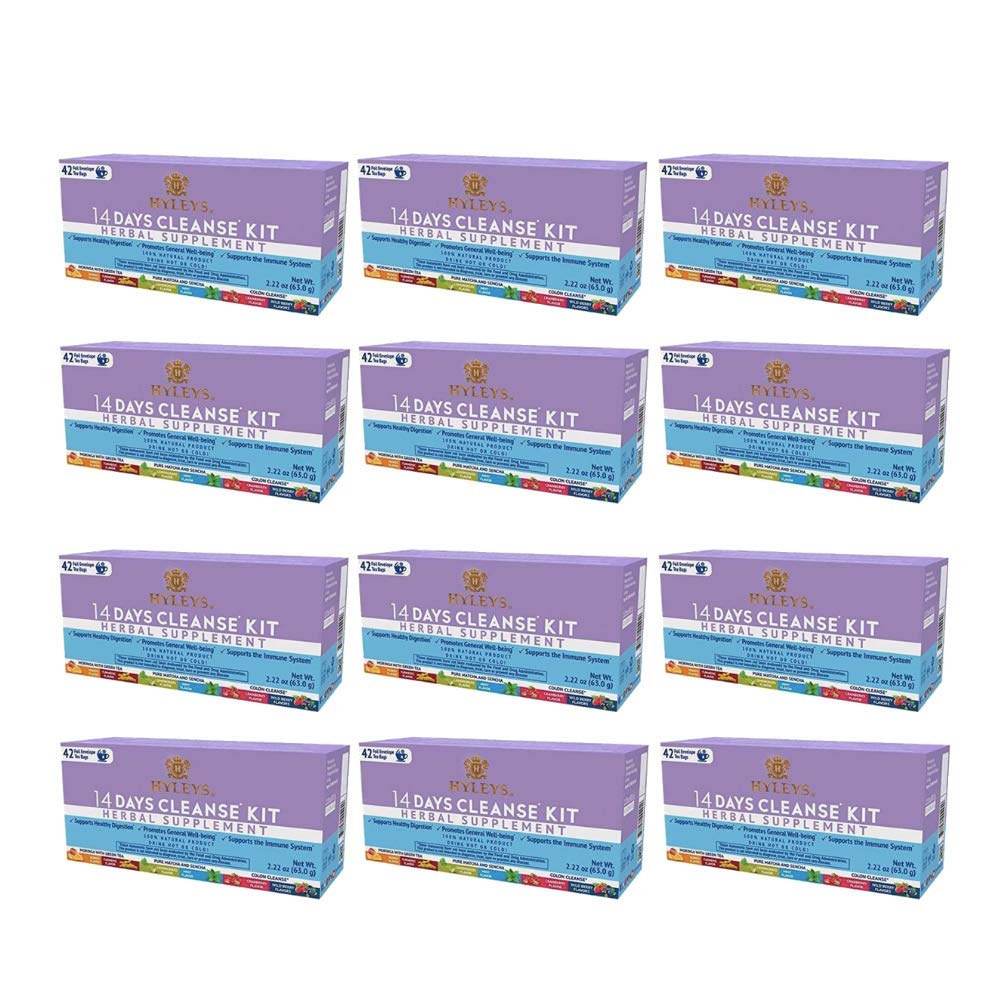12 Pack of Hyleys Wellness 14 Days Cleanse Kit - 42 Tea Bags (100% Natural, Sugar Free