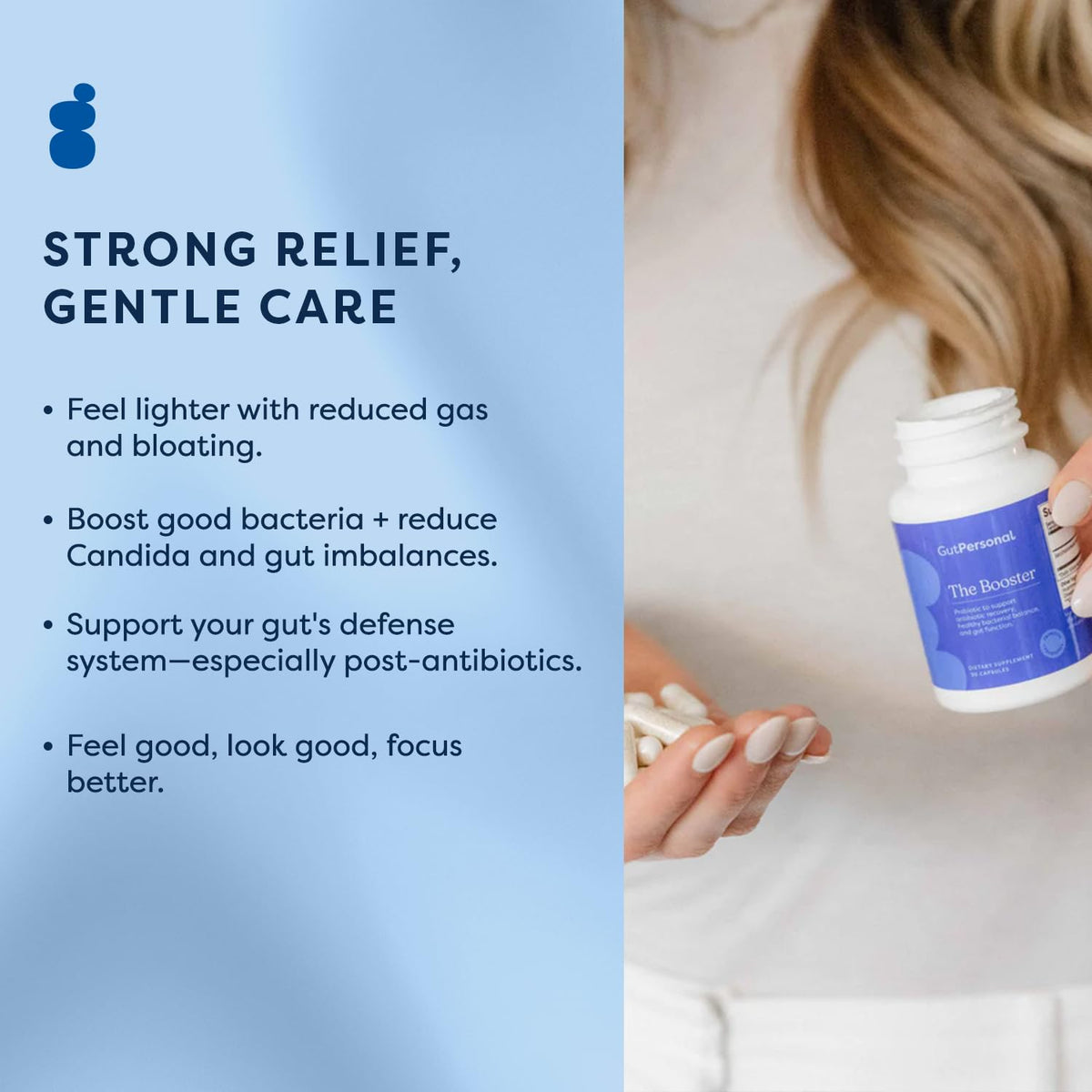 GutPersonal The Booster Targeted Probiotic for Gut Health: Support The Immune System with 5 Billion CFU Saccharomyces Boulardii, Capsules, 30 Servings