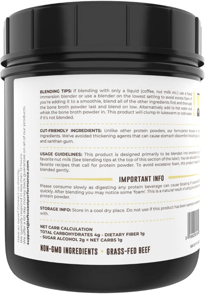 Left Coast Performance Vanilla Bone Broth Protein Powder, 16oz + Chocolate Bone Broth Protein Powder 16oz