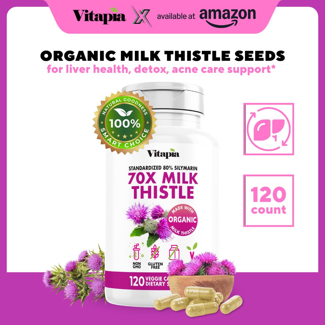 Vitapia Organic Artichoke Extract Supplement - Liver Cleanse Detox & Repair, Liver Health, Digestion, Antioxidant Support - 120 Vegan Capsules, Non GMO, Gluten Free