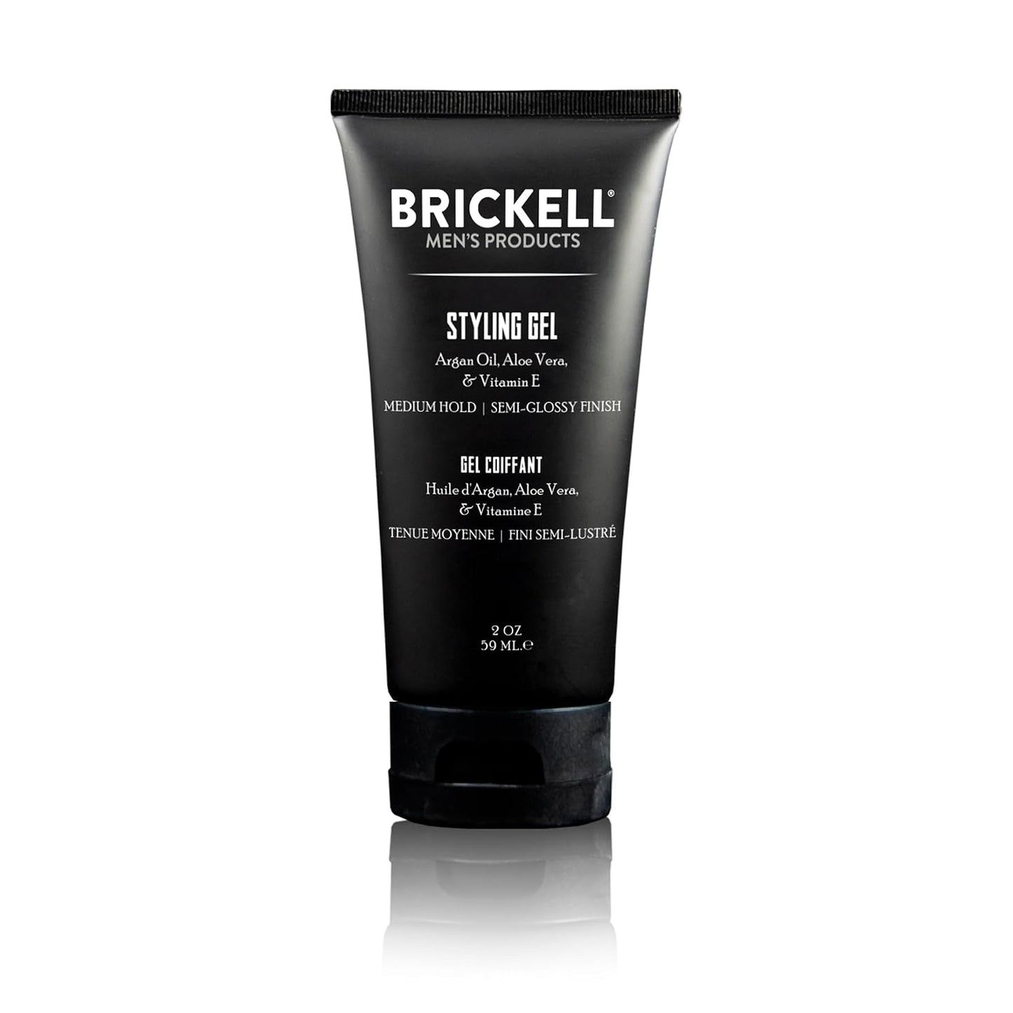 Brickell Men's Hair Styling Hair Gel For Men, All Day Hold for Glossy Style, With Argan Oil, Vitamin E, and Aloe, Scented, 2 Ounce