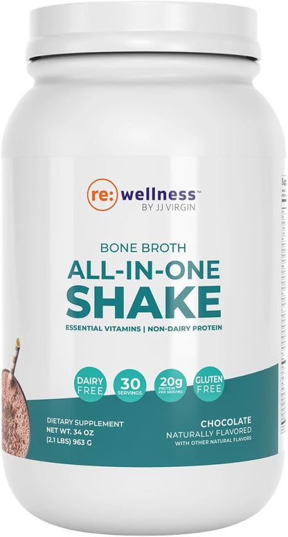Reignite Wellness by JJ Virgin SHEatine Powder (Unflavored) and Bone Broth All-in-One Shake (Chocolate)