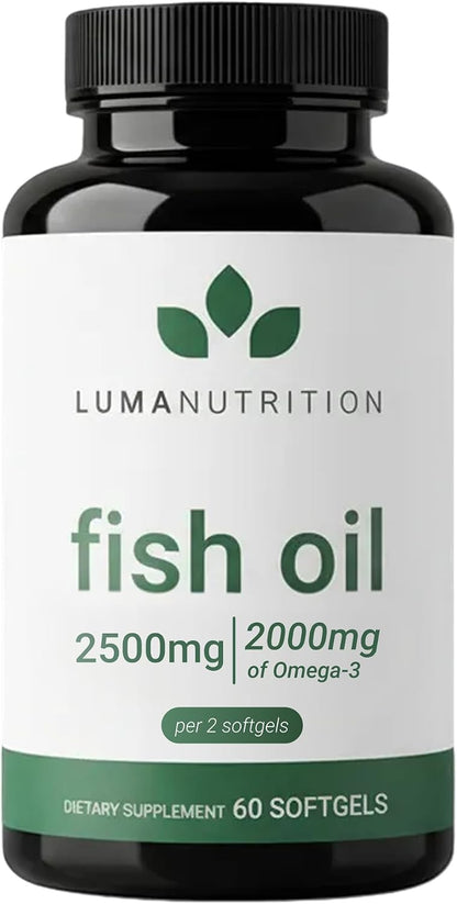 Luma Nutrition Omega 3 Fish Oil Supplement 2500mg - 60 Softgels