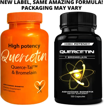 Advanced Bionetix Querce-Tal™ Quercetin + Bromelain 120 Veg Capsules | High Potency Enhanced Absorption Bioavailability. Supports Anti-Oxidant, Flare up Events, Heart Immune Health, Packaging May Vary