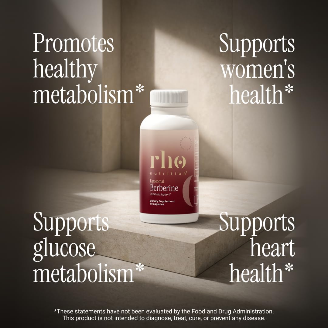 Rho Nutrition Liposomal Berberine Capsules - Ultra High Absorption Supplement – Supports Immune Function, Gut Health and Metabolic and Cardiovascular Health (60 Capsules)