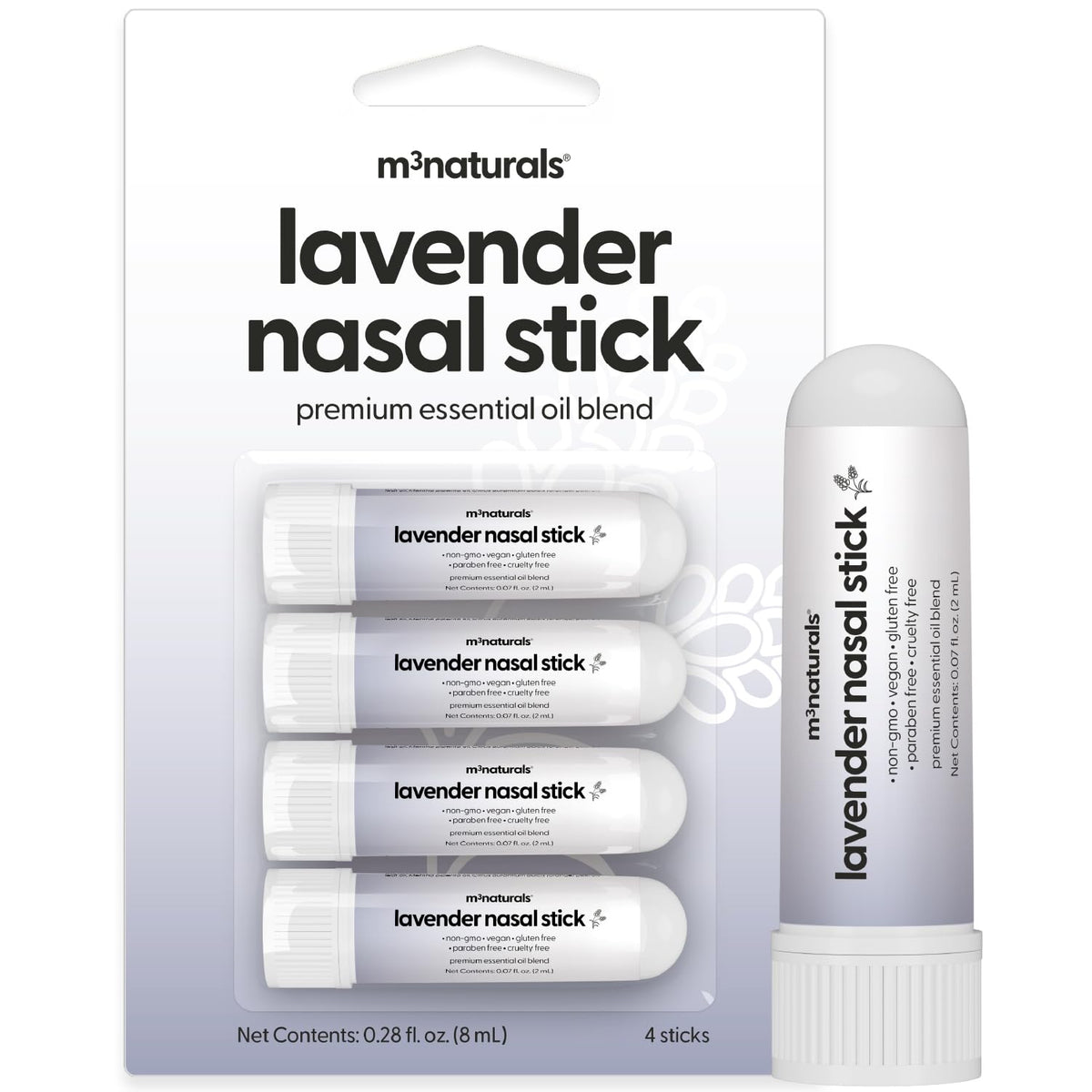 Mint Nasal Stick, Nasal Inhaler, Essential Oil Aromatherapy, 4 Sticks by M3