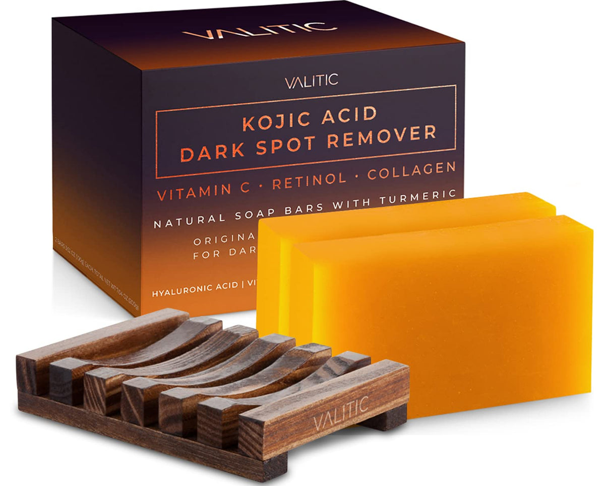 VALITIC Kojic Acid Dark Spot Remover Soap Bar with Vitamin C,Retinol,Collagen,Turmeric 