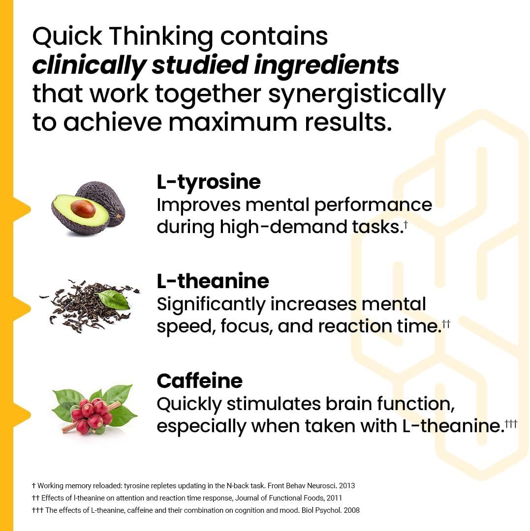 LifeSeasons NeuroQ - Quick Thinking Supplement Pills - Boosts Alertness + Supports Mental Focus - L-Theanine Caffeine L-Tyrosine & Beta-Alanine (60 Capsules)