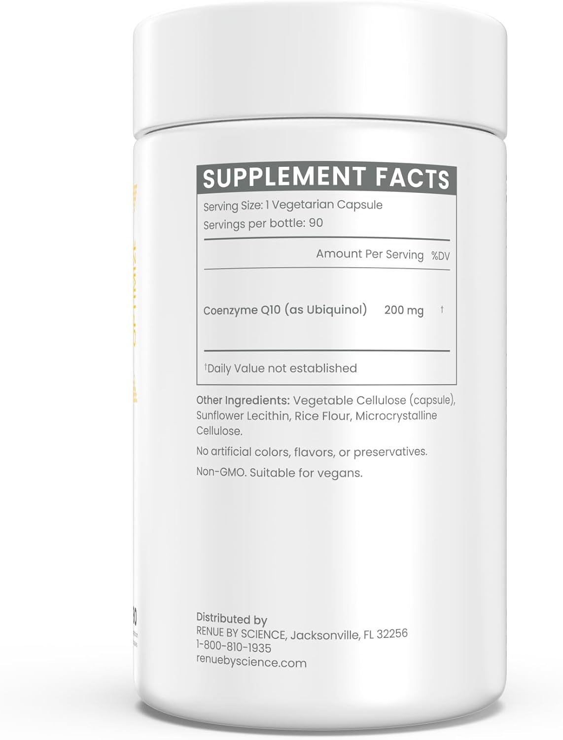 Renue By Science CoQ10 - Coenzyme Q10 as Ubiquinol CoQ10 | High Strength Liposomal CoQ10 200mg Supplement | 90 Co Q10 Capsules | Non-GMO & Allergen Free | Made in the USA Third-Party Tested