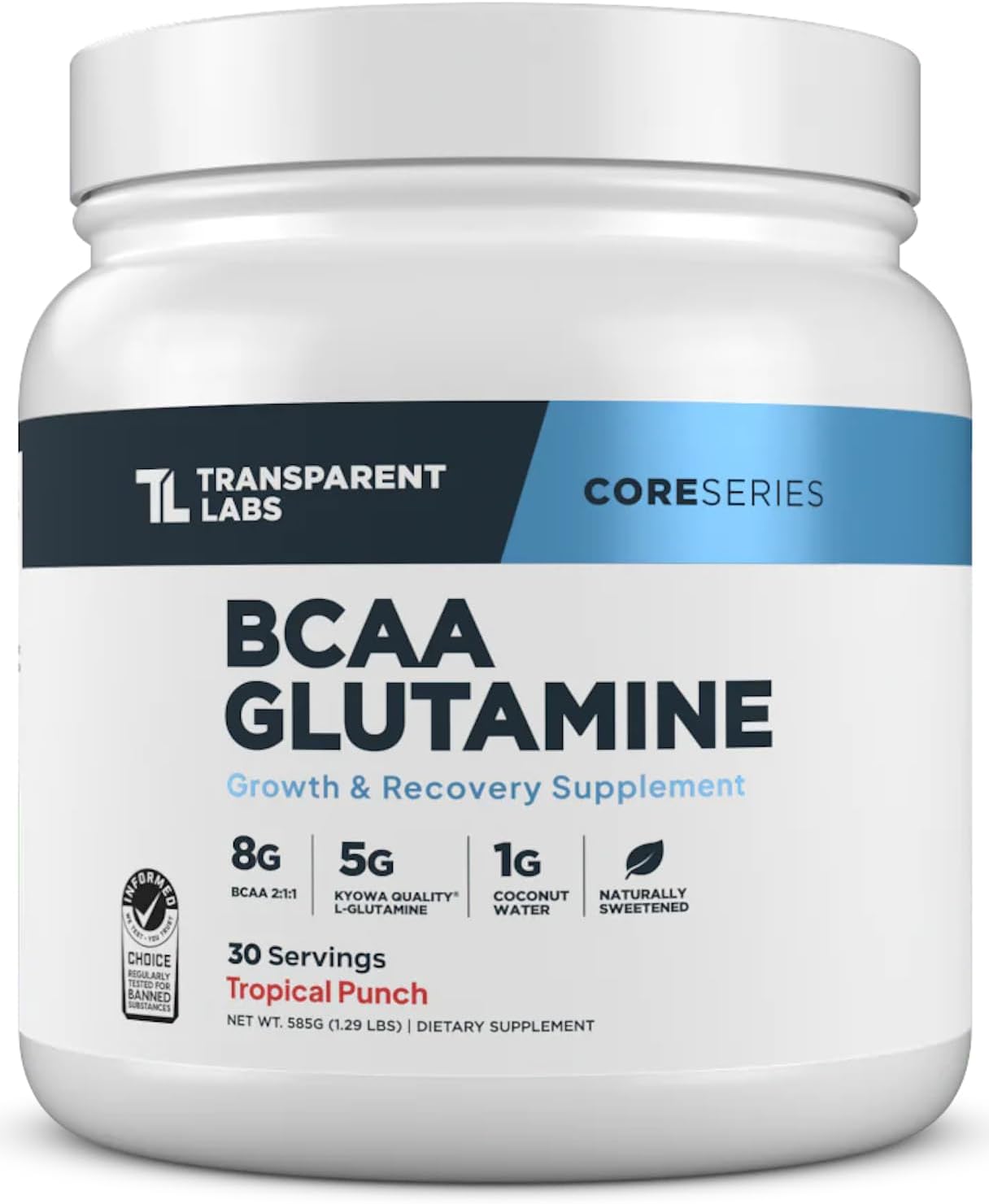 Transparent Labs BCAA Glutamine Powder (30 Servings, Tropical Punch) & Creatine HMB (30 Servings, Unflavored)