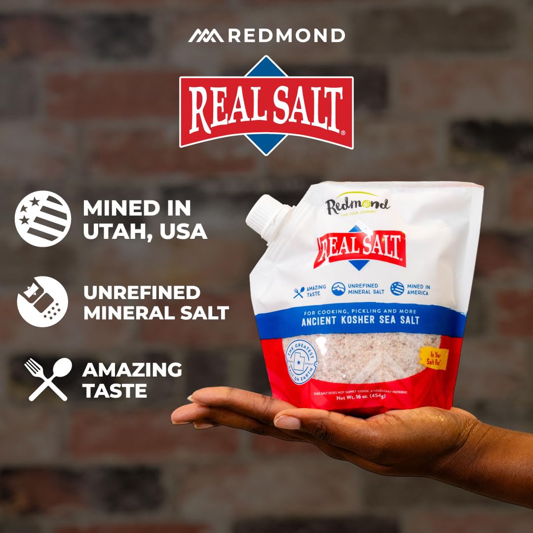 Redmond Real Sea Salt - Natural Unrefined Gluten Free Kosher, 16 Ounce Pouch (1 Pack)