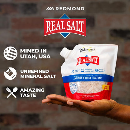 Redmond Real Sea Salt - Natural Unrefined Gluten Free Kosher, 16 Ounce Pouch (1 Pack)