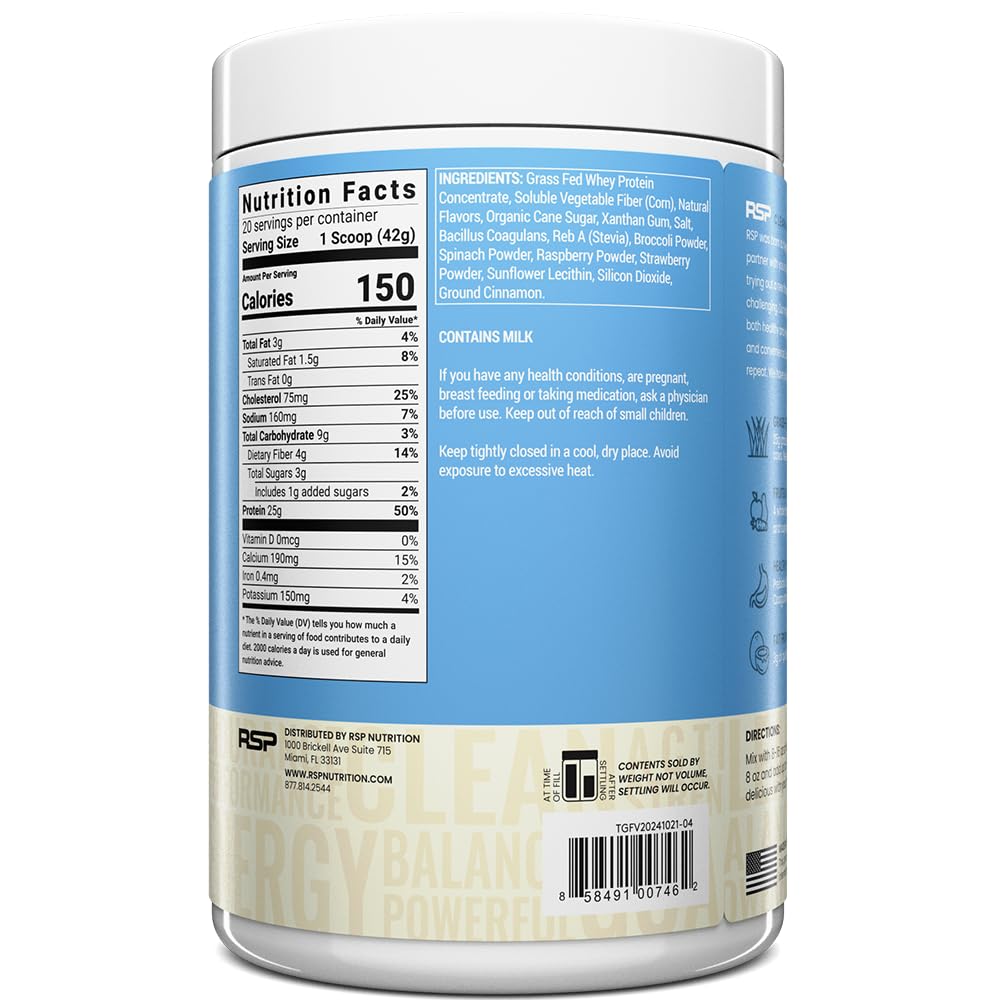 TrueFit Grass-Fed Whey Protein Powder + Fiber & Probiotics, Vanilla Shake | 25g Gut Healthy Protein with Fiber, Probiotics & Non-GMO Superfoods for Complete Meal Replacement Shake with Nothing Fake
