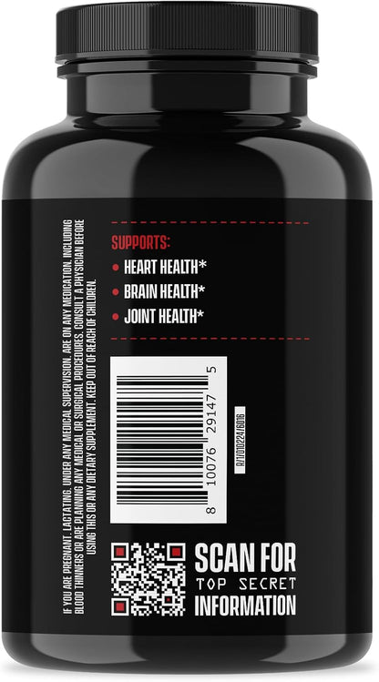 Jocko Fuel Omega 3 Fish Oil Supplement 2000mg - Burpless Fatty Acid Supplement, Wild Caught, Powerful Antioxidant with Astaxanthin (60 Capsules)