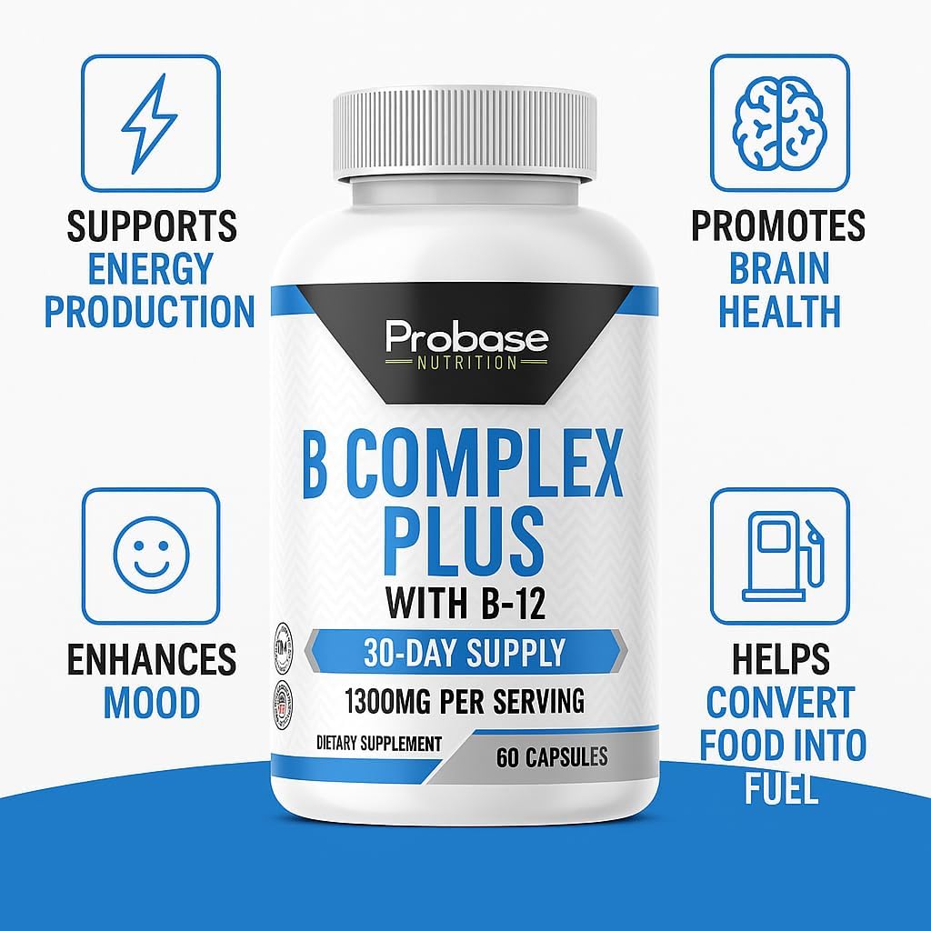 Probase Nutrition B Complex Plus with B-12 60 Capsules 30-Day Supply