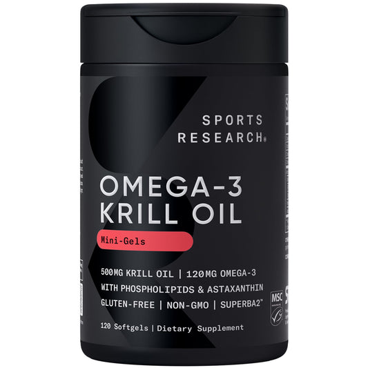 Sports Research Krill Oil Supplement with EPA & DHA Omega 3, Phospholipids & Astaxanthin from Antarctic Krill - Highest Concentration of Krill Oil for Men & Women - 1000mg, 60 Softgel Capsules
