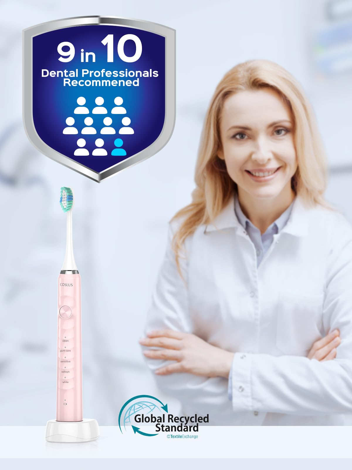 COSLUS C40 Sonic Electric Toothbrush for Adults & Family, Black, 1PC