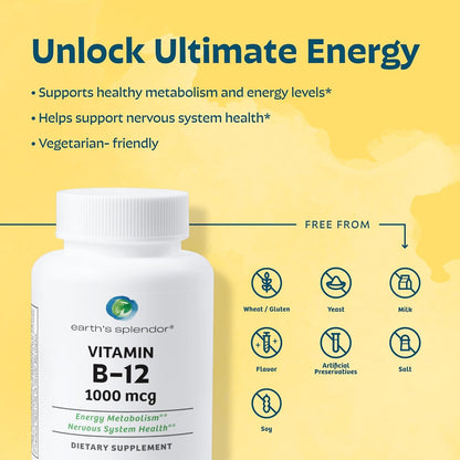 Vitamin B12 1000mcg Energy Support 200 Tablets