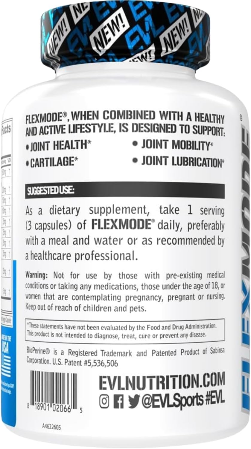 High Absorption Joint Support Supplement - Evlution FLEXMODE Joint Supplement with Advanced Joint Vitamins Including Glucosamine Chondroitin MSM Boswellia and Hyaluronic Acid - 30 Servings