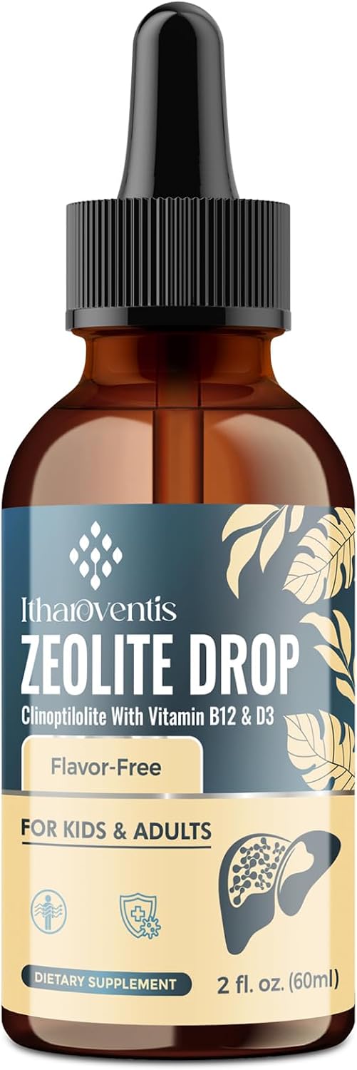 Itharoventis Clinoptilolite Zeolite Drops with B12 & D3, 2 Fl Oz | Liquid mineral formula with methyl B12 and vitamin D3