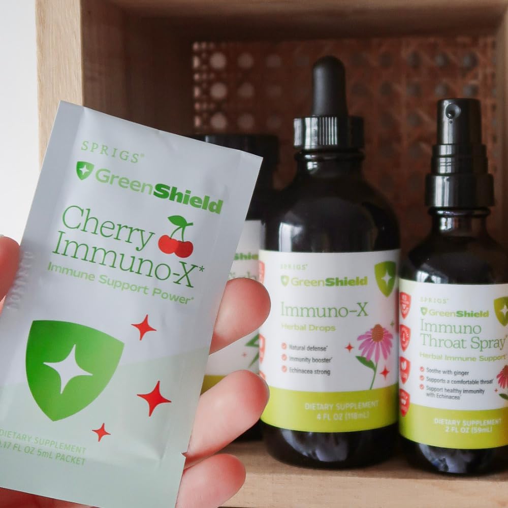 SPRIGS Cherry Immuno-X Immune Support Supplement with Herbal Extracts, Vitamin C, Elderberry & Antioxidants Daily Immune Defense for Energy, Wellness & Overall Health