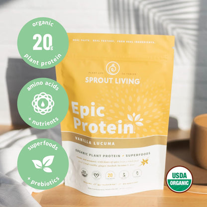 Sprout Living Epic Protein Vanilla Lucuma + Simple Pea Protein, 1 lb