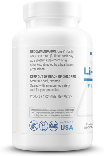 BIOTICS RESEARCH Li Zyme Forte Plant-sourced, phytochemically Bound Lithium, Supports Brain Function, Memory and Mood Support,100 Tablets