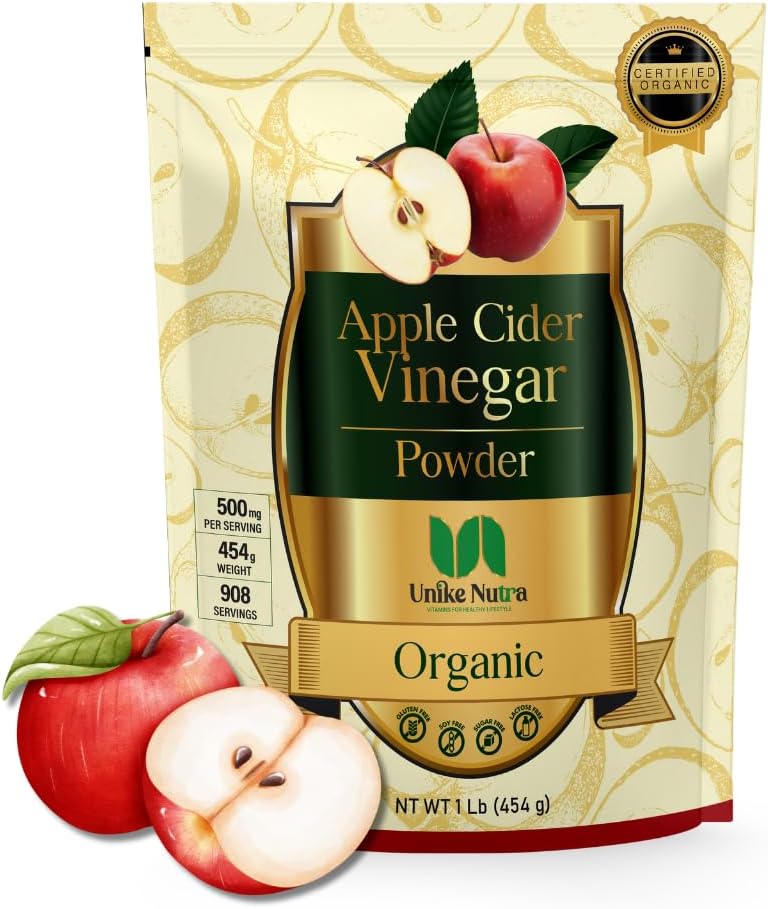 Organic Apple Cider Vinegar Powder - Apple Cider Vinegar Supplement, ACV for Digestive Support - Vegan & Gluten Free, 500mg per Serving, 454g (1 lbs)