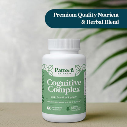 Pattern Wellness Cognitive Complex Supplement – Supports Brain Health & Mental Clarity – with Lion’s Mane, Bacopa & B Vitamins – 60 Vegetarian Capsules