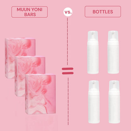 Muun Yoni Soap Bar - Pack 3 Ph Balance Probiotics & Natural Ingredients - Gentle Cleansing Formula