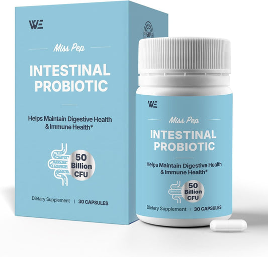 Probiotics 50 Billion CFU - 8 Unique Strains + 3 Prebiotics - Immune, Digestive & Gut Health - Supports Occasional Constipation, Diarrhea, Gas & Bloating - Probiotics for Women & Men - 30ct