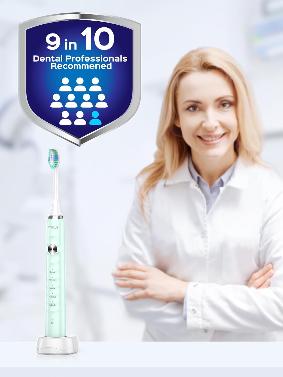 COSLUS Water Dental Flosser Tooth Pick: 10 Levels Smooth Control Portable Wireless Electric Toothbrush for Adults and Kids Rechargeable Black and Green