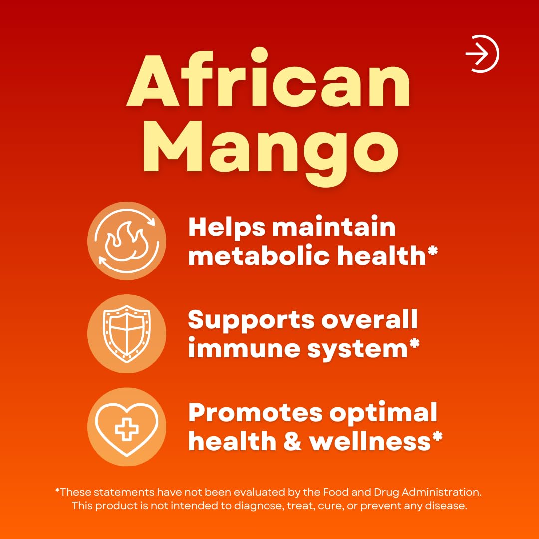 African Mango Capsules for Immune System, Metabolism, and Nutritional Wellness Support - Pure 10:1 Irvingia Gabonensis Extract - 180 Veggie Capsules Non-GMO, Gluten-Free, Vegan-Friendly