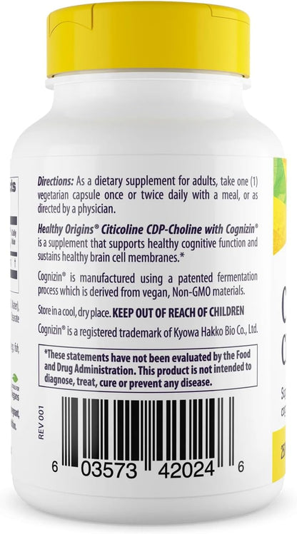 Healthy Origins Cognizin Citicoline 250 mg, 60 Veggie Caps