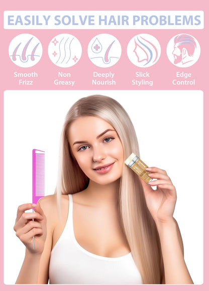 Hair Wax Stick, Edges Brush, Rat Tail Comb, Bristle Brush Set 4Pcs, Wax Stick for Hair