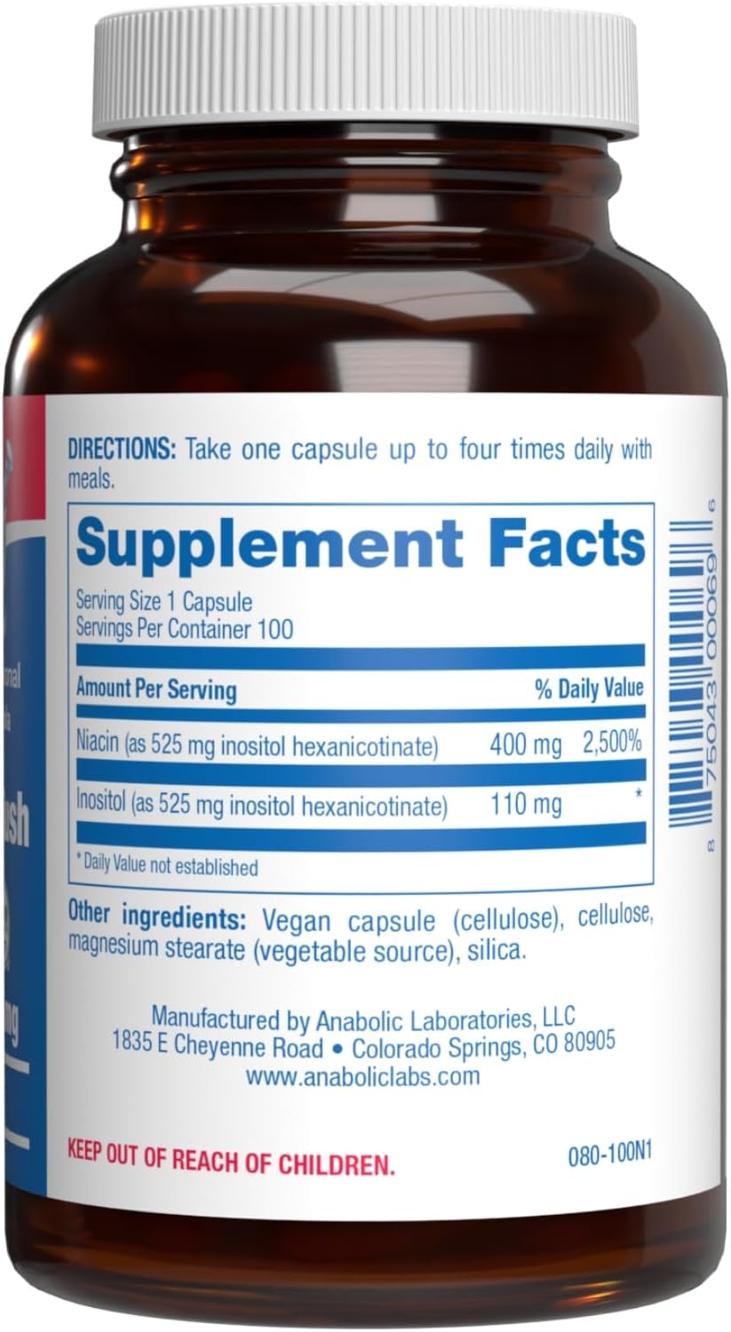 High Absorption Vitamin B3 Niacin Flush Free - Clinical Formula Flush Free Niacin Supplement from Inositol Hexanicotinate for Heart Skin & Nerve Support - Vegan Non-GMO Made in The USA - 100 Servings